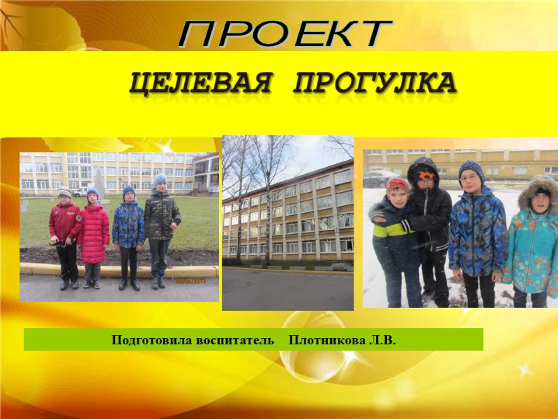 Подготовила воспитатель Плотникова Л.В. ПРОЕКТ Подготовила воспитатель Плотникова Л.В. ПРОЕКТ